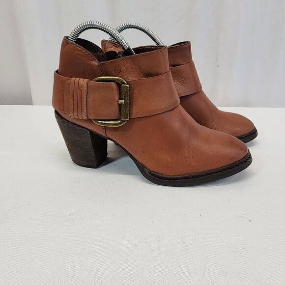 Steven By Steve Madden Women Sz 6.5 Brown Leather Buckle Ankle Fashion Boot Boot - Picture 2 of 11